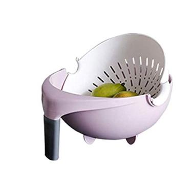 Imagem de Cesta rotativa de drenagem de pia dupla, cesta de lavagem de plástico para cozinha doméstica, sala de estar, mesa de centro, armazenamento de frutas