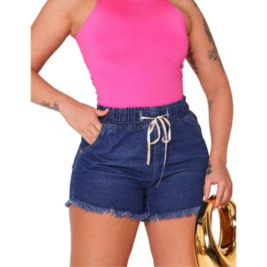 Imagem de Shorts Jeans Feminino com Elástico no Cós-Feminino