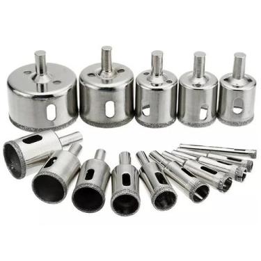 Imagem de Jogo 15 Brocas Diamantadas Serra Copo Vidro Granito Ceramica - Tesla S