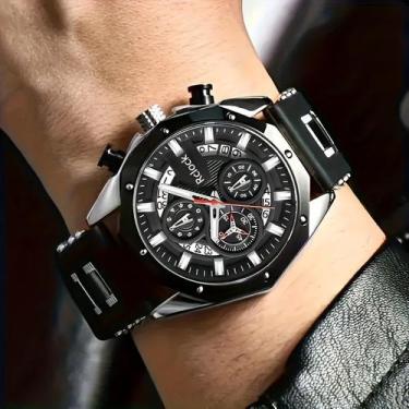 Imagem de Relógio Masculino RCLOK Quartzo Aço Inoxdavél Pulseira de Silicone - -