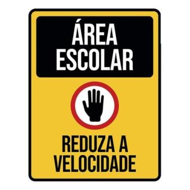 Imagem de Placa Sinalização - Área Escolar Reduza Velocidade 27X35 - Sinalizo