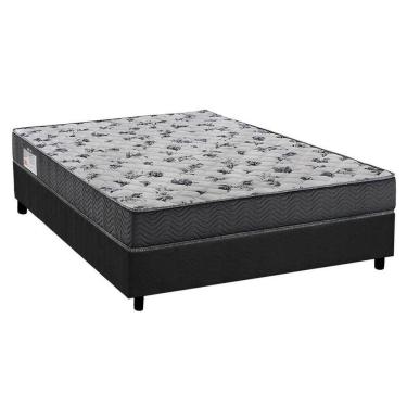 Imagem de Cama Box Casal: Colchão Ortopédico Ortobom D33/Ep Iso 100 Ultra Firme + Base Crc Suede Gray(138X188)