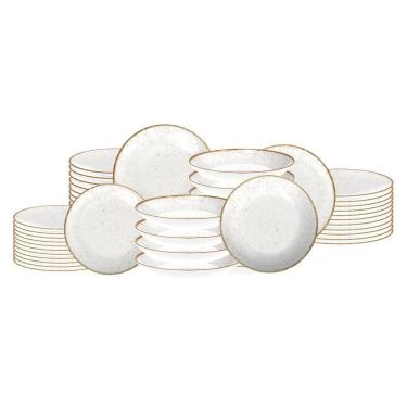 Imagem de Jogo De Pratos Rústico Marrom 48 Peças Em Porcelana Decorada - Tramontina