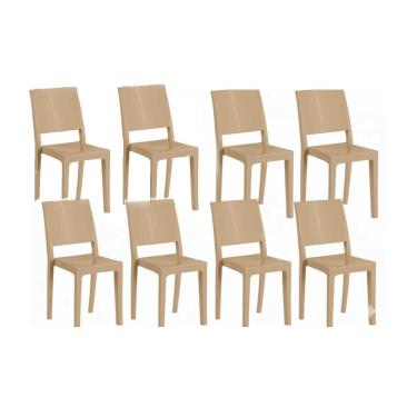 Imagem de Cadeira Cozinha Hydra Plus Kit C/ 8 Cadeiras Polipropileno Capuccino - Kappesberg