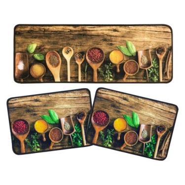 Imagem de Jogo de Tapetes Condimentos para Cozinha Prime - Niazitex 3 Peças