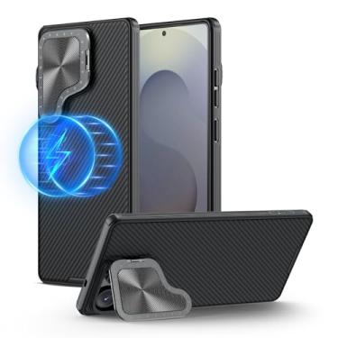 Imagem de Nillkin Capa para Samsung Galaxy S25 Ultra com capa para câmera, [compatível com MagSafe] [Suporte de metal ajustável] Fina à prova de choque para Galaxy S25 Ultra Magnetic Case (2025), preta