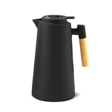 Imagem de Garrafa Térmica Preta 1 Litro Livre de BPA com Termômetro Integrado na