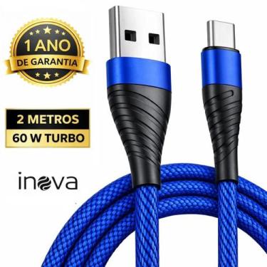 Imagem de Cabo Carregador Tipo C Android Reforçado 2 Metros Original Inova