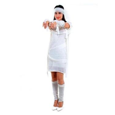 Imagem de Fantasia de Múmia Feminino Halloween Adulto - Sulamericana, P 38 - 40,
