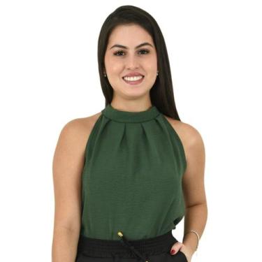 Imagem de Blusa Feminina Regata Social Gola Alta Amarrar Confortável Tecito duna