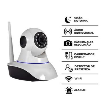 Imagem de Câmera Ip Sem Fio 360 3 Antenas HD Wifi Visão Noturna Alarm - Sandro