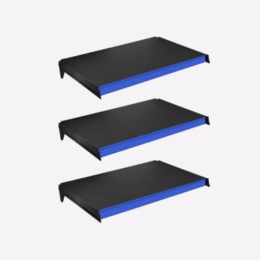 Imagem de Kit 3 Bandejas Prateleiras 40x91 P/gôndola New Plus Preta Porta Etiquetas Azul - Sa Gôn...