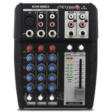 Imagem de Mesa De Som Stm0803 Stetsom 3 Canais 4 Eq Band  Ganhos E Mic