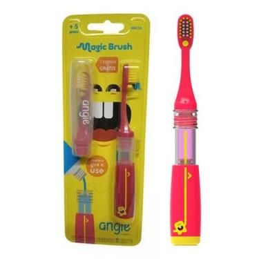 Imagem de Escova Dental Infantil Magic Brush c/ Reservatório de Gel e Refil (Ros
