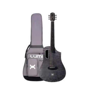 Imagem de Violao tagima aço eletrico mini smart lumi-x 36 bkf black c/ capa - mo