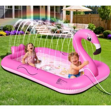Imagem de Piscina Infantil com Aspersor KingSom Flamingo 190x109cm
