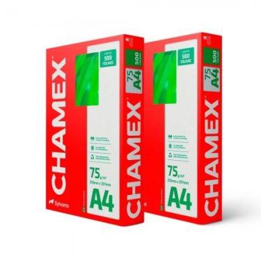 Imagem de Kit 2 pacotes papel sulfite A4 75g 210x297 1000 folhas Chamex