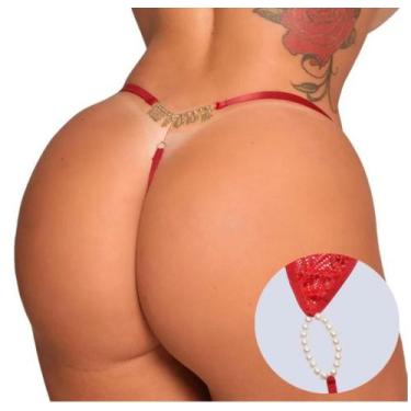 Imagem de Fio Dental Tailandesa Vermelho Strass Frases Tallyta - Tallyta Moda Ap