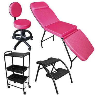 Imagem de Kit Completo Clínica Estética Maca 3 Posições, Mocho com Encostoe Aro,