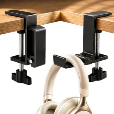 Imagem de Headphone Stand, Foldable Headset Hanger - Removable Headphone Holder Hook Mount, Adjustable PC Gaming Headset Stand Holder Clip Under Desk Clamp for Airpods Max, HyperX, Sennheiser