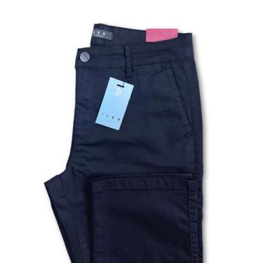 Imagem de Calça Masculina Pitt Reta Alfaiataria bolso faca sarja, Preto, 46
