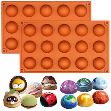 Imagem de FUNSHOWCASE Hemisphere Dome Semisphere Teacake molde de silicone conjunto de 5 cm, Small, 2-Bundle, 1