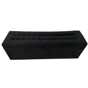 Imagem de Recamier Puff Baú Para Cama Box Queen Size - 1,58Cm - Preto