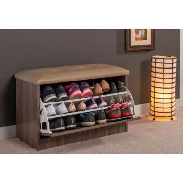 Imagem de Sapateira Puff Bau Versatile Premium Luxo Até 12 Pares Marrom