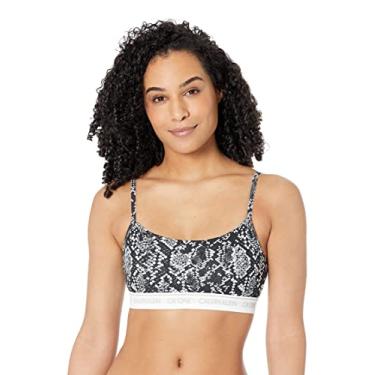 Imagem de Calvin Klein Sutiã feminino CK One de algodão sem forro, Estampa de cascavel preta, PP