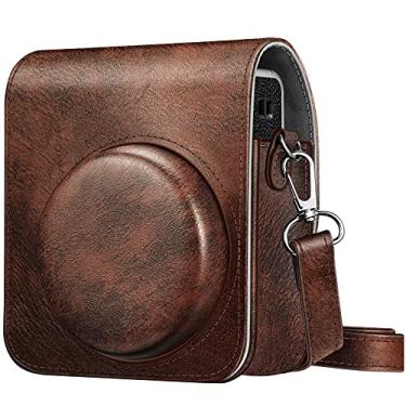 Imagem de Fintie Capa protetora para câmera instantânea Fujifilm Instax Mini 40 - Capa de bolsa de couro vegano premium com alça ajustável removível, marrom vintage