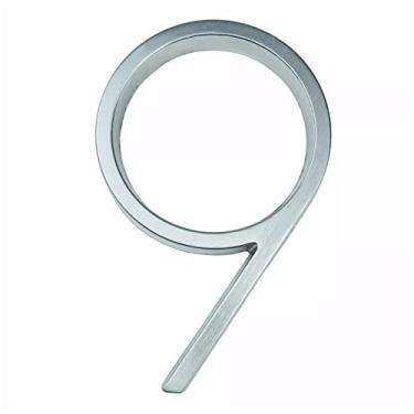 Imagem de 3D Flutuante Placa Casa Números 127mm Prata Número Letras Alfabeto Sinal 0-9 Sinalização Exterior para Placas Porta Endereço Rua Ao Ar Livre Caixa Correio, Liga Metal Zinco Galvanizado (9)