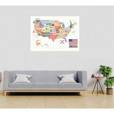 Imagem de Adesivo Decorativo Mapa EUA 70x50cm