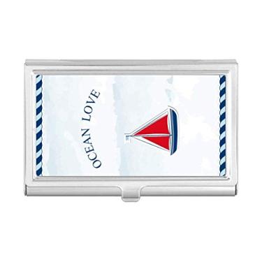 Imagem de Sailboat Ocean Love Sea Sailing Blue porta-cartões de visita carteira de bolso