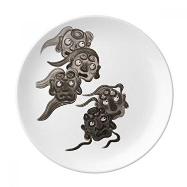 Imagem de Prato de monstro de cinco Goblins estilo chinês de porcelana decorativa salver louça de jantar