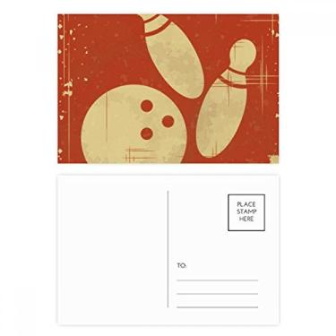 Imagem de Conjunto de cartão postal com ilustração esportiva de boliche, cartão de agradecimento para envio de aniversário