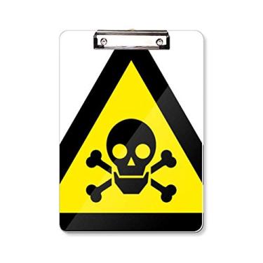 Imagem de Símbolo de aviso amarelo preto envenenamento triângulo prancheta pasta placa de apoio A4