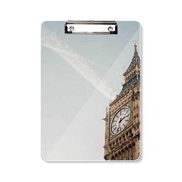Imagem de Big Ben Clouds Prancheta Azul Sky Pasta Bloco de Escrita Placa de Apoio A4