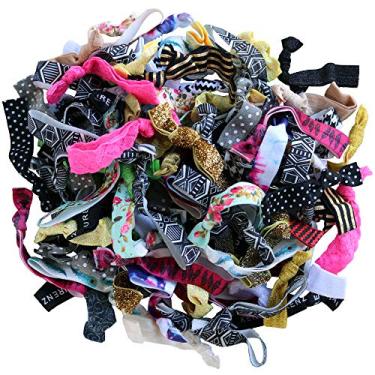 Imagem de Kenz Laurenz 100 laços de cabelo sem vinco elásticos sem pregas para rabo de cavalo, tiras de cabelo, 100 Hair Ties--Mixed Prints & Solids, Fits Most