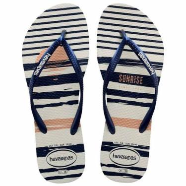 Imagem de Sandália Havaianas Slim Nautical Branco Marinho Branco