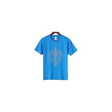 Imagem de Viking Masculino Impresso Camiseta 100% Algodão Summer Classic Camisa Rua Casual Manga Curta (Color : Blue A T -shirt, Size : Large)