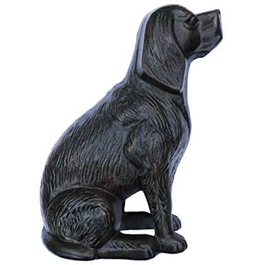 Imagem de Lulu Decor, Batente de porta decorativo de ferro fundido, batentes de porta, escultura, estátua de cachorro (preto, 6,3 kg)