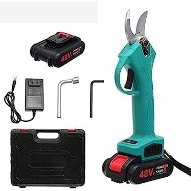 Imagem de Tesoura de poda elétrica sem fio 48V, tesoura elétrica, cortador eficiente de galhos de poda de bonsai de árvores com bateria de íon de lítio de 9700mAh, 1 carregador