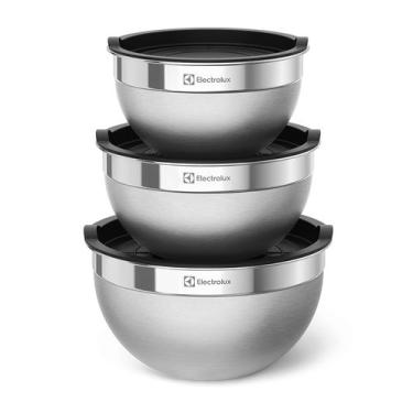 Imagem de Conjunto Bowls de Inox Electrolux com Tampa Plástica 3 Peças