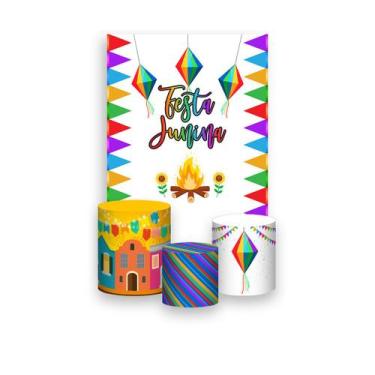 Imagem de Painel De Festa Vertical 1,50 x 2,20 + Trio De Capas Cilindro - Festa 