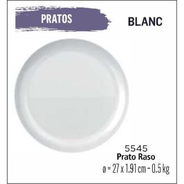 Imagem de Jogo De Prato Blanc 06 Pratos Rasos - 27cm Branco - Nadir Figueiredo