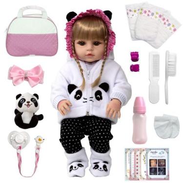 Imagem de Bebê Reborn de Silicone Panda Menina Linda Bolsa Maternidade - Cegonha