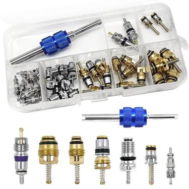 Imagem de 40 peças de núcleo de válvula de ar condicionado - acessórios de núcleos de válvula A/C R12 R134a kit de acessórios, kit de ferramentas de reparo de núcleo de válvula de pneu de refrigeração de ar