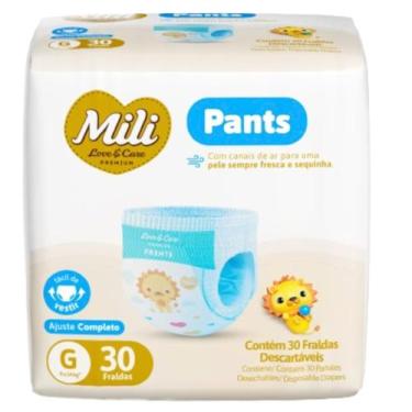Imagem de Fralda Descartável Mili Love & Care PREMIUM  PANTS (Tamo G)  cintura e
