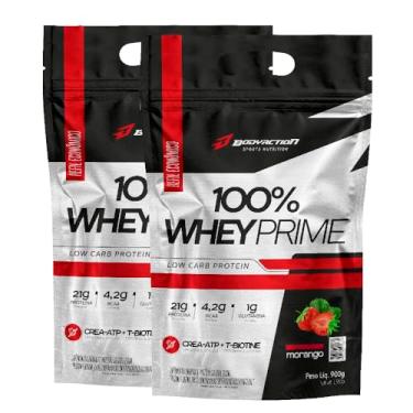 Imagem de Kit 2x Whey 100% Prime Bodyaction 900g Refil - Whey Concentrado - Adoçado com Stevia - BAUNILHA + MORANGO