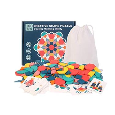 Imagem de NUOBESTY 1 Conjunto 180 Pcs Blocos de Madeira Padrão Quebra-Cabeça Precoce Quebra-Cabeça Geométrico para Crianças Brinquedo Educativo Precoce